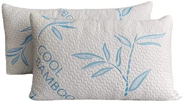 2 Pack King Bamboo Pillows for Sleeping, Shredded Memory Foam Adjustable Bamboo