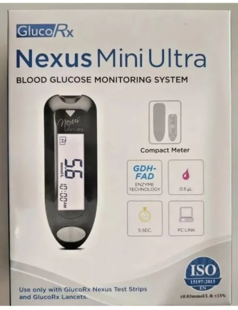 GlucoRx Nexus Mini Ultra Blood Glucose Monitoring System Starter Kit 2
