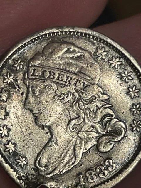1833 Capped Bust Silver Dime 10 Cent Piece- VF/XF Details