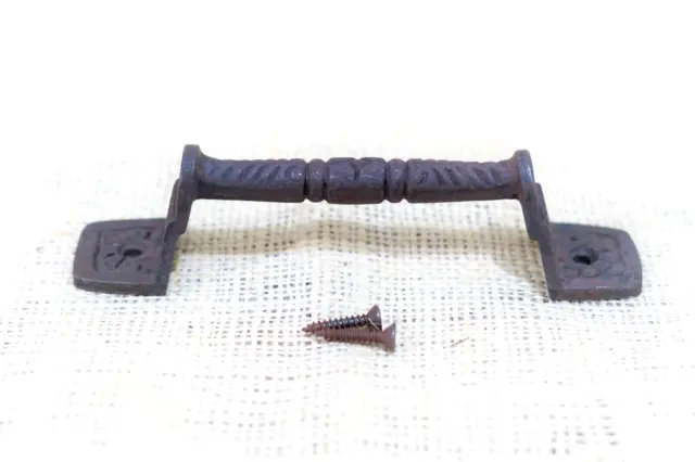2 Cast Iron Rust Barn Handle Gate Pull Shed Door Handles Fancy Drawer Pulls 3