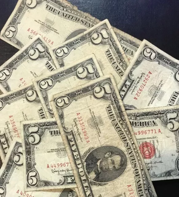 1953 Well Circulated Five Dollar Bill $5 • 1953 Five Dollar Note • Buying 1 Bill
