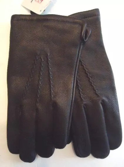 Men's Grandoe 100% Cashmere Lined Genuine Leather Gloves,Black, Large