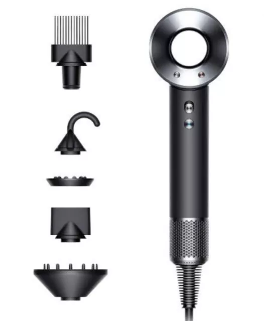 DYSON Supersonic Hair Dryer 1600W Black / Nickel with 5 Attachments - BRAND NEW