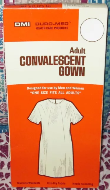 Vintage DMI DURO-MED Adult Men & Women CONVALESCENT GOWN One Size Fits All White