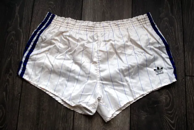 Vintage Adidas West Germany Sprinter Shorts Running Gym Nylon White Striped D6 M