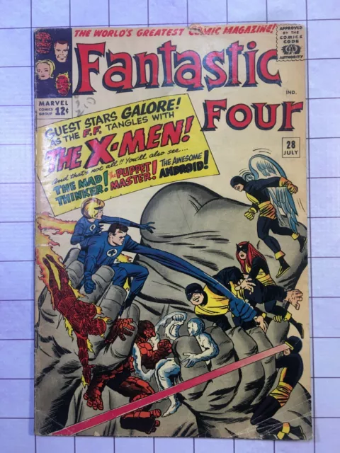 Fantastic Four #28 1964 NR G/VG  Kirby X-Men Cover! X-Men vs FF Low starting Bid