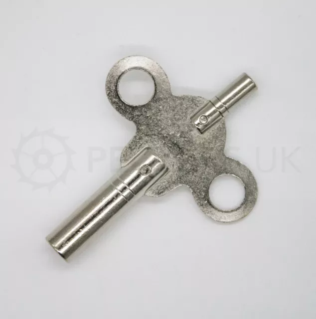 Double Ended Clock Key Steel Nickelled Winding 1.75mm x 2.50mm to 6.75mm