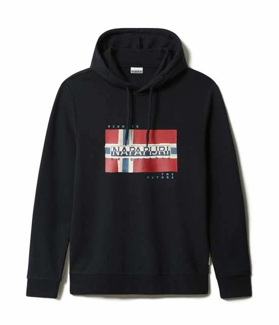 Napapijri Felpa con Cappuccio da Uomo Bilo S M L XL XXL 3XL Blu Grigio