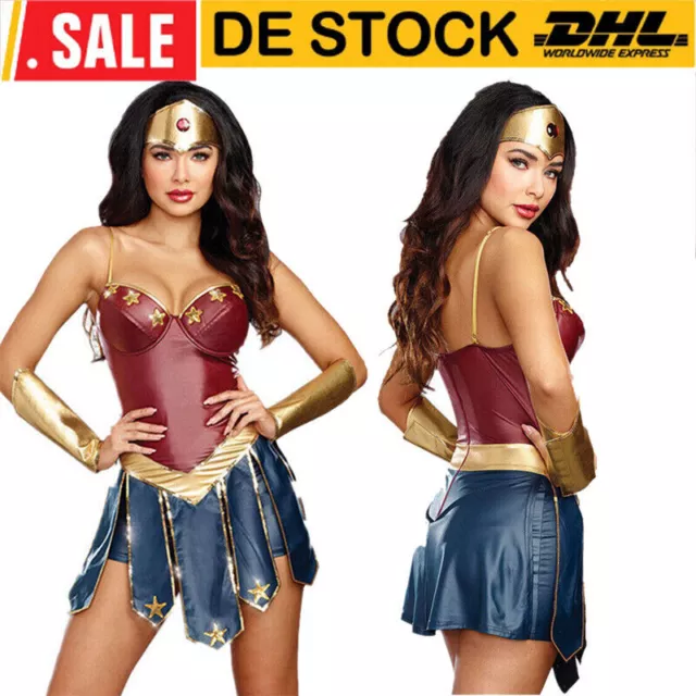 Wonder Woman Kostüm Damen Superheld Skinny Halloween Kostüm Held Cosplay Kleid