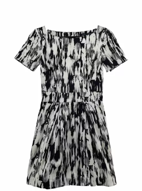 French Connection Women's Short Sleeve Dress Artsy Fitted Black And White Size 0