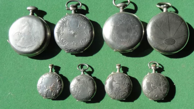 Lot - 8 Montres anciennes - 7 en argent - A gousset  ou de col   - Pour piéces