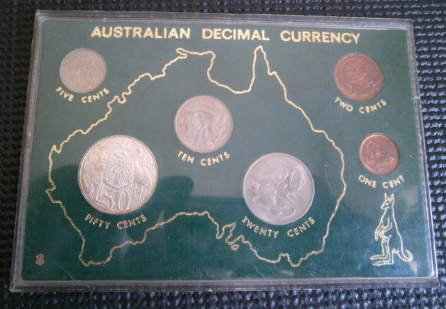 1966 AUSTRALIA'S FIRST Decimal Coin Set In Display Case All Coins Bunc ...