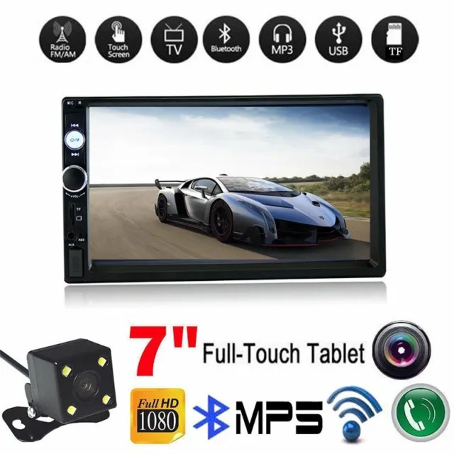 7" Inch Car Stereo Radio HD Mp5 Player Touch Screen Bluetooth Radio 2Din Camera
