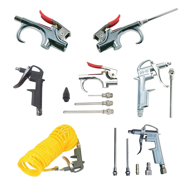 AIR BLOW GUN Compressor Long Nozzle Coil Hose Compressed Air Line