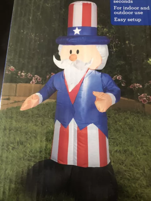 NEW Airblown Inflatable Patriotic Uncle Sam with Top Hat Life Sized 4ft Tall