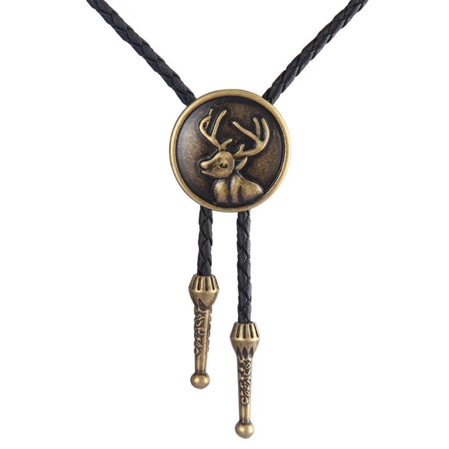 Retro Style Deer Bola Tie Cowboy Necklace Satin Sweater Chain Cool Gifts