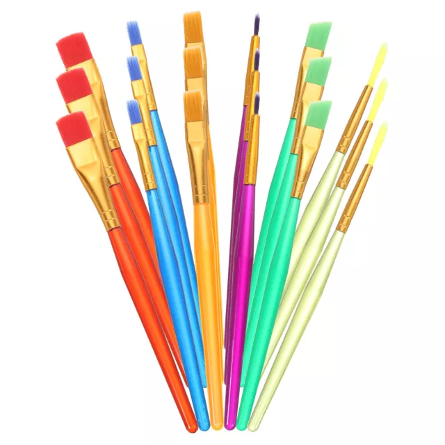 6x Paint Brushes - Round Pointed Tip Soft Nylon Hair Wooden