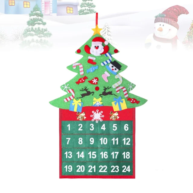 1PIEZA Navidad 24 Días Calendario Cuenta Regresiva Árbol de Navidad Formada Puerta de Pared