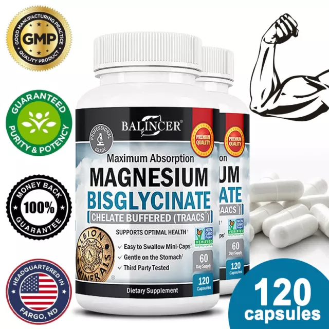 Magnesium Bisglycinate Capsules - Maximum Absorption - Muscle & Joint Health