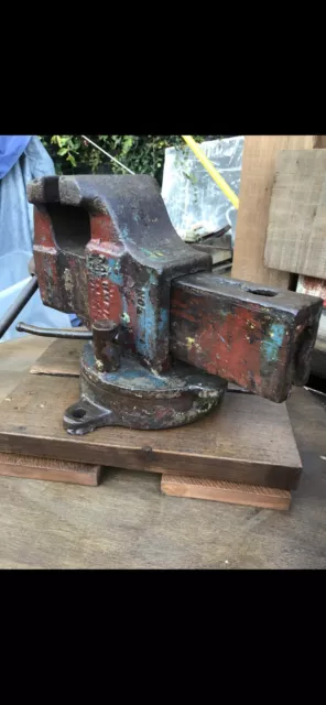 rustic large steel vise