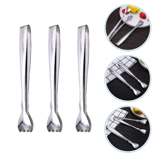 3 Pcs Food Tong Bread Tong Sugar Cube Tongs Frying Pan Stainless Steel Tea Tongs
