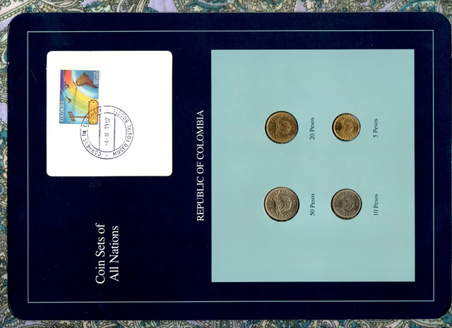 Coin Sets of All Nations Colombia UNC 50,20,10 Pesos 1991 5 Pesos 1990