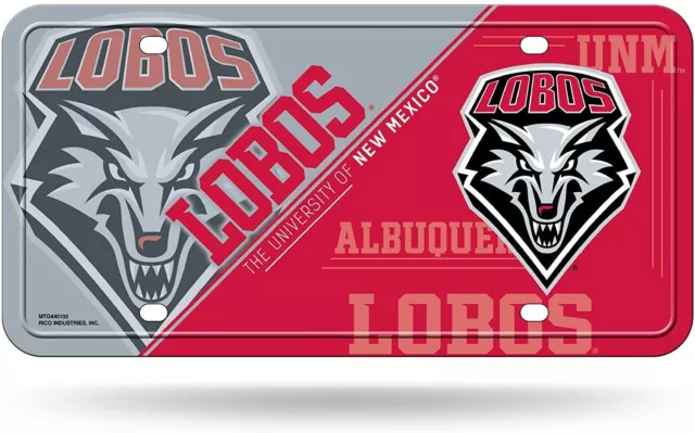 University of New Mexico Lobos Metal Auto Tag License Plate, Split Design,...