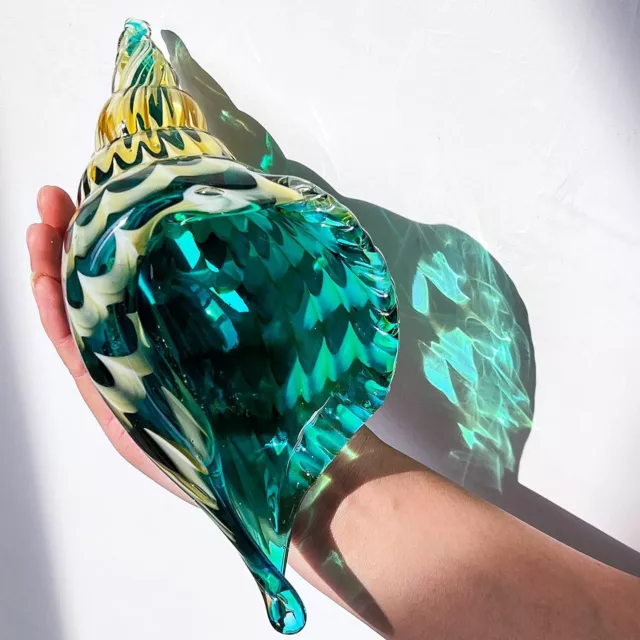 Hand Blown Seashell Conch Sculpture Glass  Art Style Home Decorative Figurine 2