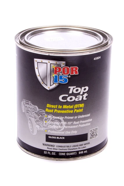 Por-15 45804 Gloss Black Top Coat Dtm Rust Preventive Paint (Quart) (Por-45804))