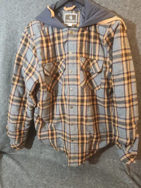 Legendary Outfitters Cotton Flannel Hooded Shirt Jacket, Plaid, Size Medium