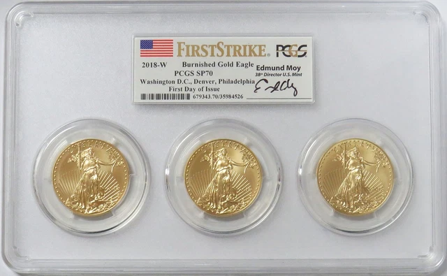 Fdoi Set 2018 W Burnished Moy American Eagle $50 Coin Pcgs Sp 70 First Strike
