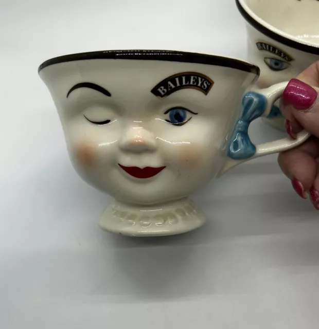 Baileys Irish Cream Set Of Coffee Tea Cups Mugs Mr & Mrs Yum Winking Man Woman 2