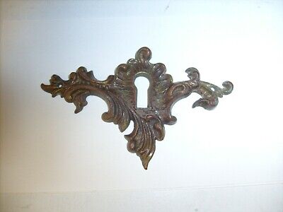 Vintage Keyhole Skeleton Key Escutcheon Lock Plate Ornate  Estate Find