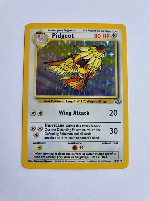 Pidgeot 8/64 Dschungel Set seltene Holo Pokémon Karte WOTC 1999 - EX/nahezu neuwertig
