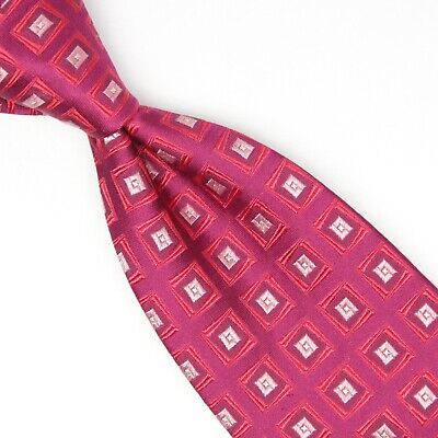 Homme Alfred Dunhil Dunhill 100% Cravate en soie rouge bleu marine excellent état 