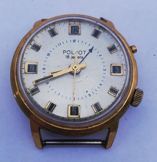 POLJOT con sveglia - raro orologio da polso vintage URSS - ANNI '50, UNIONE SOVIETICA