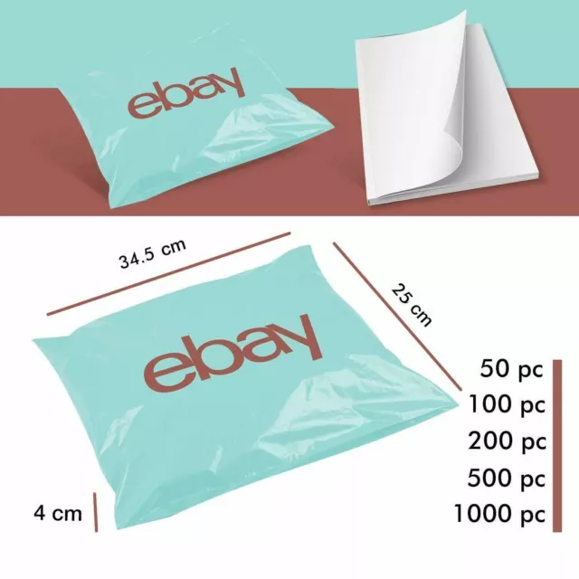 eBay Branded Packaging Self Seal Plastic Mailer Postage Bags 250mm x 345mm 40mm