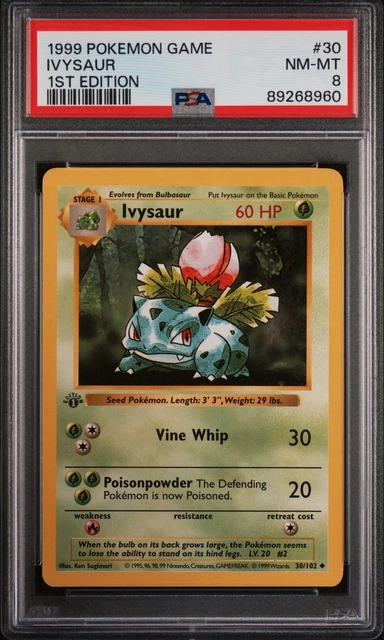 IVYSAUR 30/102 1ST edition shadowless Base set Pokemon card EX/LP $22.95 -  PicClick