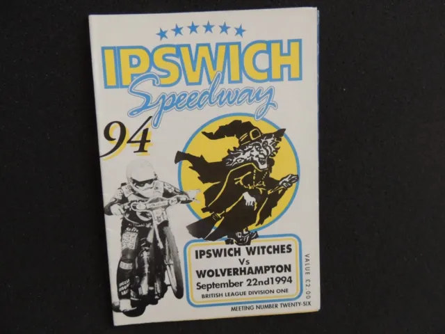 Ipswich v Wolverhampton 22nd September 1994 Official Raceday Programme