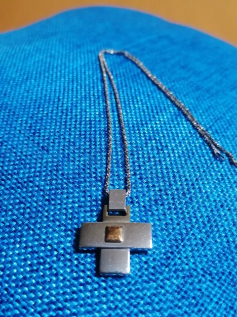 Collana Uomo Morellato  acciaio e oro 18k CIONDOLO CROCE CROSS 2