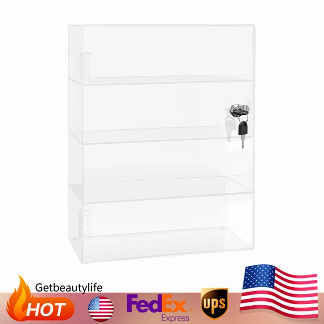 4LAYER CLEAR ACRYLIC Countertop Display Case Locking Showcase