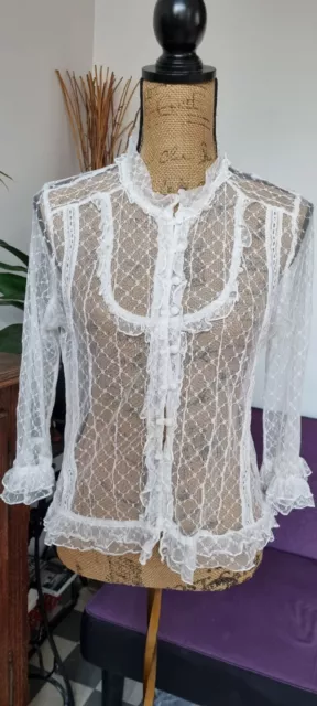 Blouse Dentelle Transparent Sandro Taille L TBE