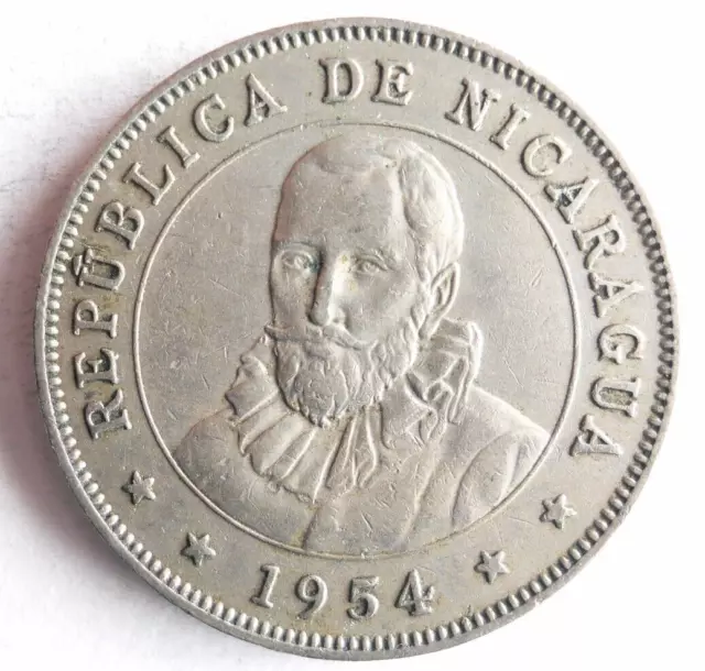 1954 NICARAGUA 50 CENTAVOS  - Excellent Coin - FREE SHIP - Bin #159