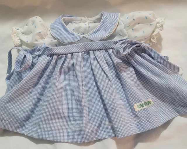 Vintage Original Coleco Cabbage Patch Kid Dress Blue White Pintuck Collar 3B