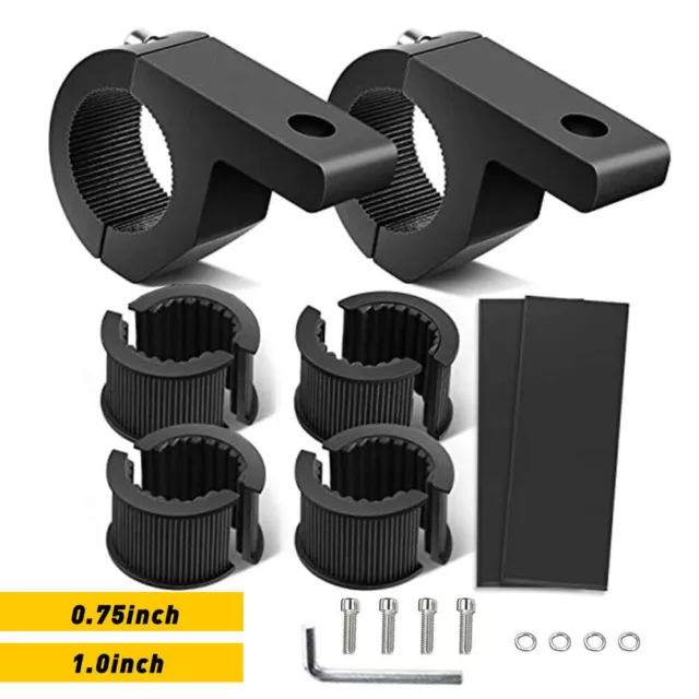 Pair 0.75/1/1.25" Adjustable ATV UTV SUV Off-Road Light Bar Clamp Mount Bracket
