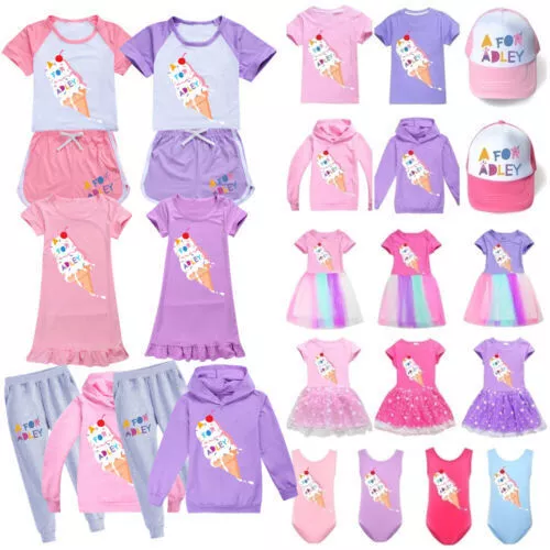 A for Adley Hoodie Youtuber Tracksuit Dress Girls T shirt  Top Hat Nightdress
