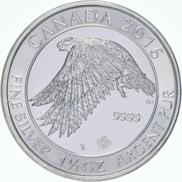 Better Date 2016 Canada $8 1 1/2 Oz. Silver Snowy Gyrfalcon World Coin *804