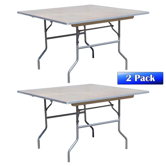 36 in Wood Square Folding Table 2 Pack Heavy Duty Party Event Office Reception