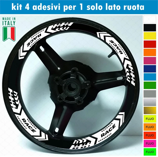 Kit 4 adesivi interno Cerchi Moto racing wheels ruote 17 Pollici inner rim INT05