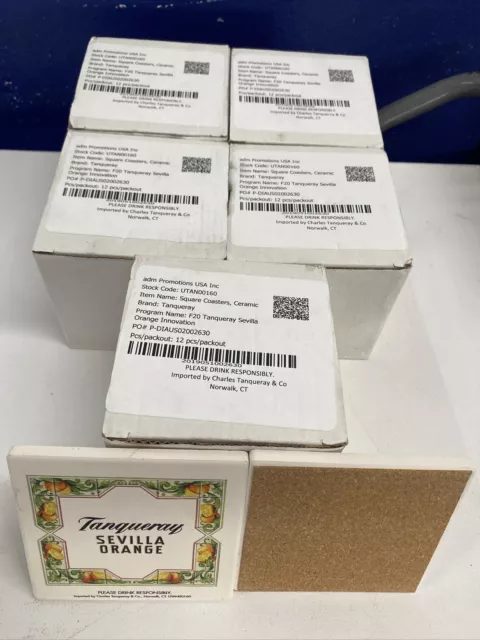 Tanqueray Sevilla Orange Gin Ceramic Coasters 5 Box Of  Set of 12 (60)